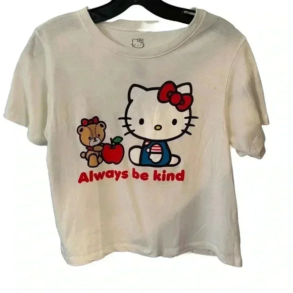 Hello kitty girls white short sleeve tee shirt “always be kind” size large - Picture 1 of 7
